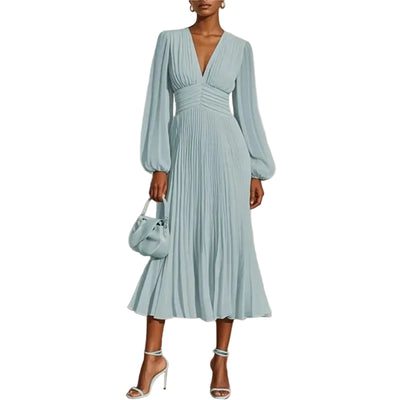 Elegant Flowing V-Neck Maxi Dress for Moms | Spring Mama Long Casual Dress | Can Mama