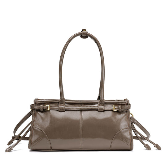 Retro Oil Wax Leather Tote Bag Shoulder Handbag