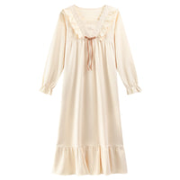 Pure Cotton Nightgown for Moms | Long-Sleeve Loose Fit Mama Maternity Loungewear Plus Size | Can Mama