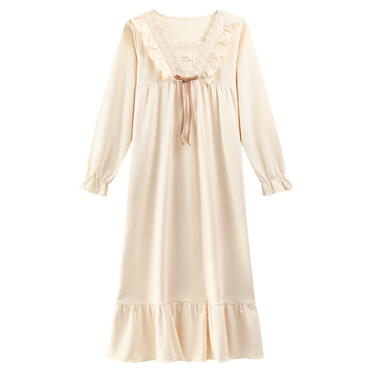 Pure Cotton Nightgown for Moms | Long-Sleeve Loose Fit Mama Maternity Loungewear Plus Size | Can Mama