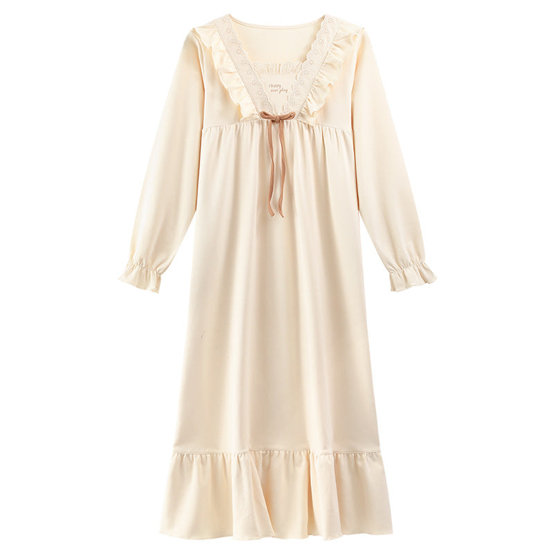 Pure Cotton Nightgown for Moms | Long-Sleeve Loose Fit Mama Maternity Loungewear Plus Size | Can Mama