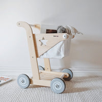 Wooden Toddler Pretend Play Supermarket Shopping Cart | Can Mama