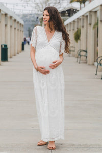 Lace Maternity Dress for Moms by Can Mama – Elegant Pregnancy Photoshoot & Baby Shower Gown