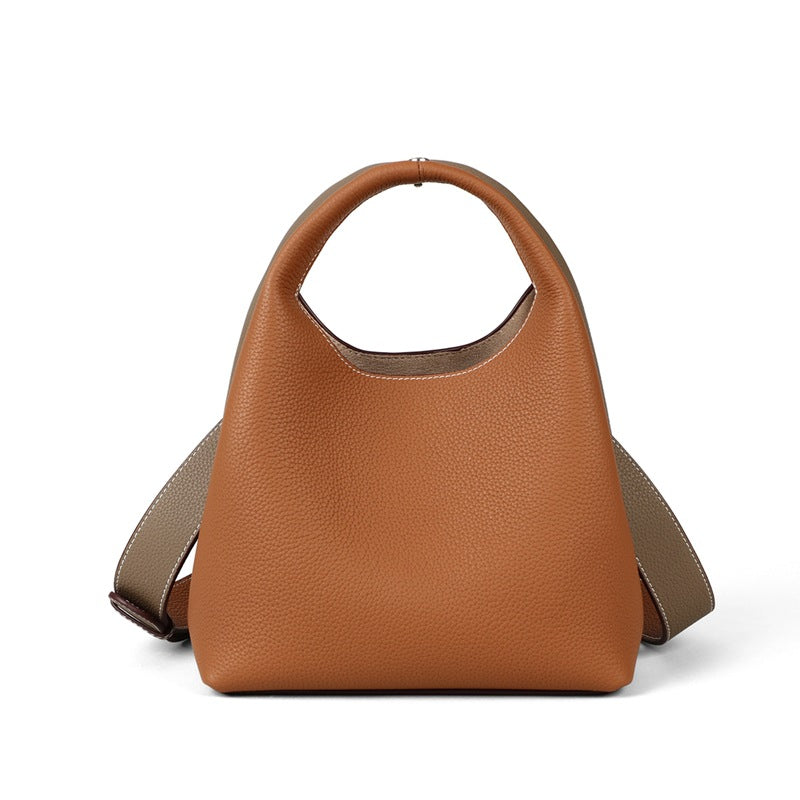 Leather Bucket Bag Shoulder Handbag