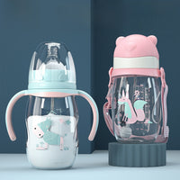 Baby Bottle with Straw Handle Wide Mouth