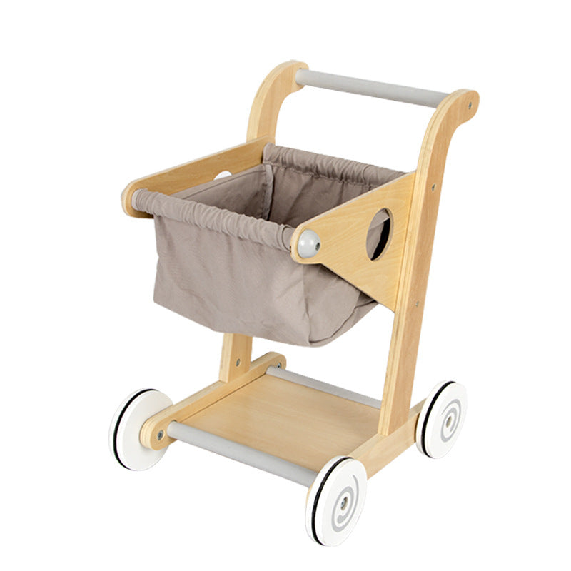 Wooden Toddler Pretend Play Supermarket Shopping Cart | Can Mama