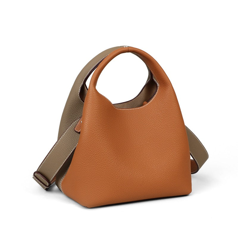 Leather Bucket Bag Shoulder Handbag