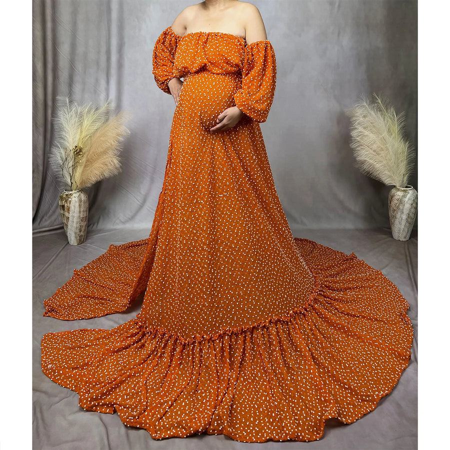 Two-Piece Maternity Maxi Dress for Moms | Baby Shower Photography Evening Party Mama Dress | Can Mama