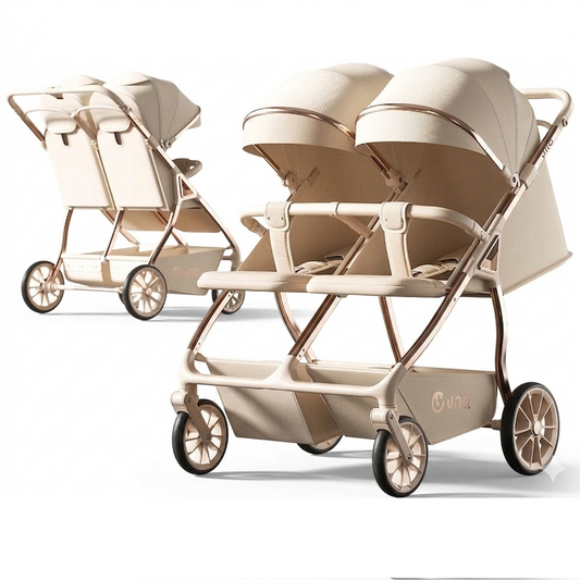 Twin Baby Stroller | High-View Double Stroller Sit or Lie Lightweight Foldable | Can Mama
