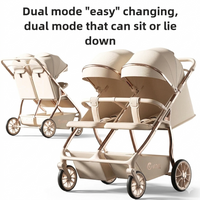 Twin Baby Stroller | High-View Double Stroller Sit or Lie Lightweight Foldable | Can Mama