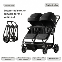 Twin Baby Stroller | High-View Double Stroller Sit or Lie Lightweight Foldable | Can Mama