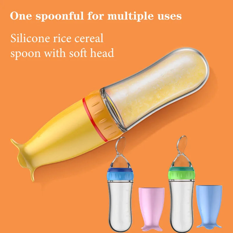 Silicone Baby Feeding Bottle with Spoon