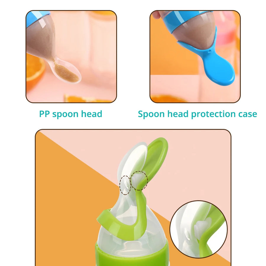 Silicone Baby Feeding Bottle with Spoon