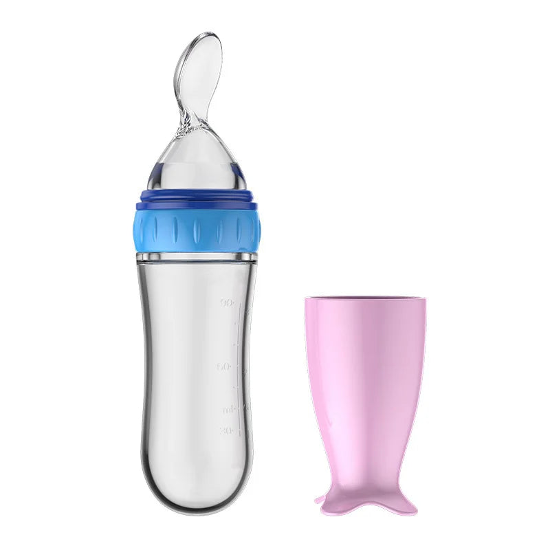 Silicone Baby Feeding Bottle with Spoon