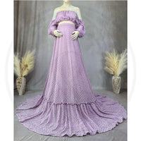 Two-Piece Maternity Maxi Dress for Moms | Baby Shower Photography Evening Party Mama Dress | Can Mama