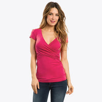 V-Neck Short Sleeve Maternity Nursing Dress for Moms | Front Opening Mama Breastfeeding Dress | Can Mama
