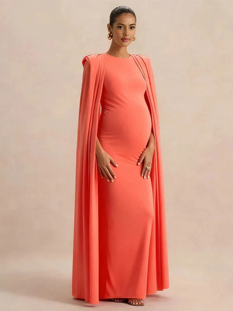 Studio Maternity Photography Cape Dress for Moms | Elegant Mama Pregnancy Photoshoot Gown | Can Mama