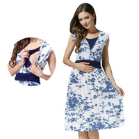 Summer Sleeveless Breastfeeding Dress for Moms | Printed V-Neck Mama Nursing Lactation Dress | Can Mama