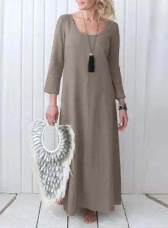Autumn Winter Casual Maxi Dress for Moms | Long Sleeve Mama Everyday Warm Dress | Can Mama
