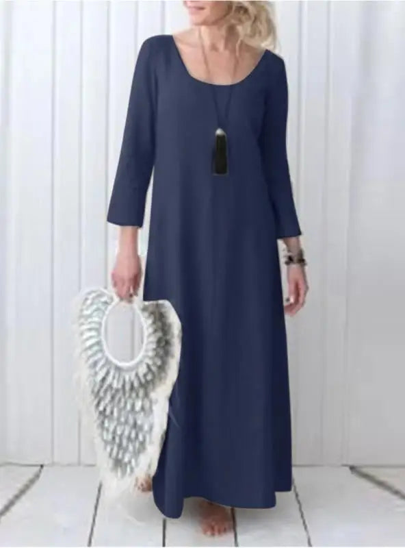 Autumn Winter Casual Maxi Dress for Moms | Long Sleeve Mama Everyday Warm Dress | Can Mama