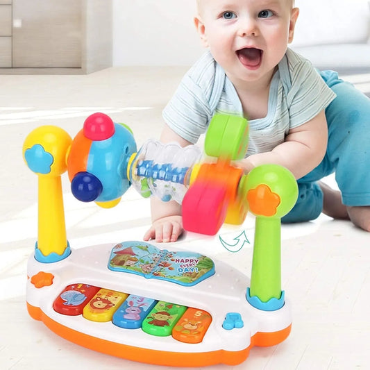 Baby Piano Keyboard Toy | Rotating Music Light & Sound Early Educational Gift | Can Mama