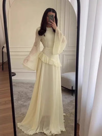 Maxi Dress Women Party Weeding Vestidos Largos Ruffle Round Collar Slim Fit 2025 Autumn Female Elegant Sweet Long Dresses abaya