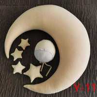 Newborn Photography Props 6-Piece Set | Crescent Posing Pillow, Stars & Hat | Studio Baby Photo Kit