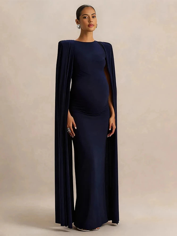 Studio Maternity Photography Cape Dress for Moms | Elegant Mama Pregnancy Photoshoot Gown | Can Mama