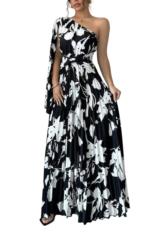 Abstract Print Maxi Dress for Moms | Spring Summer Black White Mama Long Dress | Can Mama