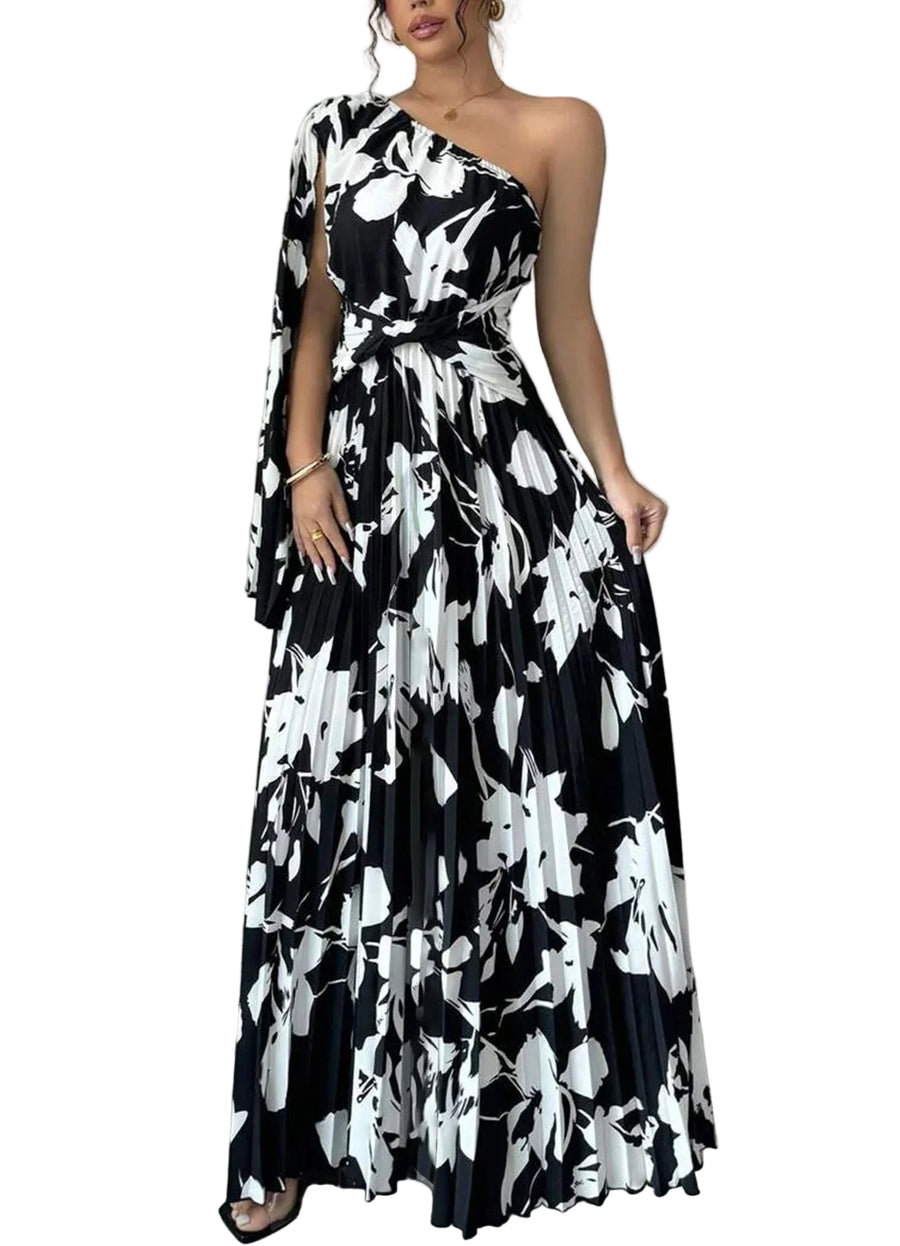 Abstract Print Maxi Dress for Moms | Spring Summer Black White Mama Long Dress | Can Mama