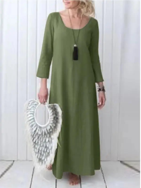 Autumn Winter Casual Maxi Dress for Moms | Long Sleeve Mama Everyday Warm Dress | Can Mama