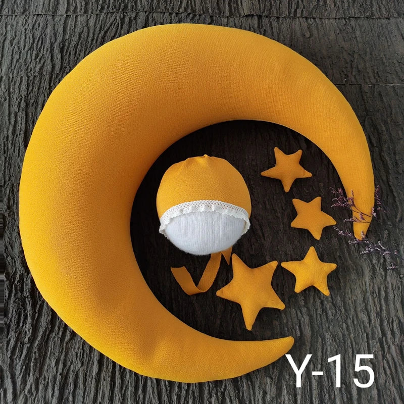 Newborn Photography Props 6-Piece Set | Crescent Posing Pillow, Stars & Hat | Studio Baby Photo Kit