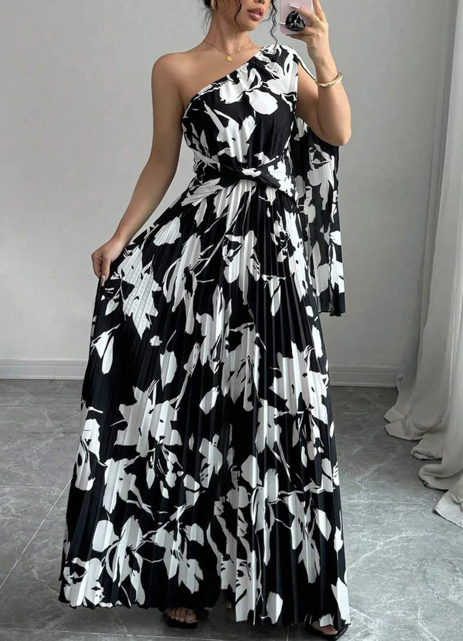 Abstract Print Maxi Dress for Moms | Spring Summer Black White Mama Long Dress | Can Mama
