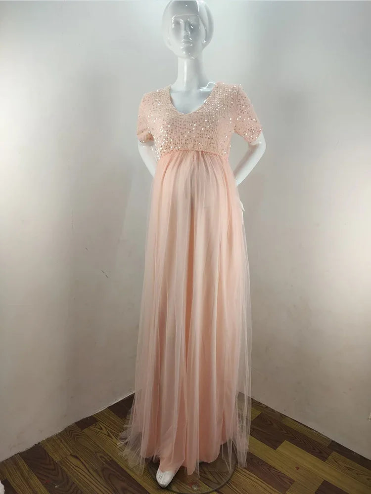 Sexy Maternity Photography Dress for Moms | Elegant Mama Pregnancy Photoshoot Props Gown | Can Mama
