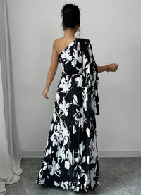 Abstract Print Maxi Dress for Moms | Spring Summer Black White Mama Long Dress | Can Mama