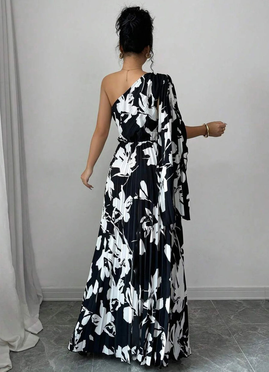 Abstract Print Maxi Dress for Moms | Spring Summer Black White Mama Long Dress | Can Mama