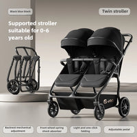 Twin Baby Stroller | High-View Double Stroller Sit or Lie Lightweight Foldable | Can Mama