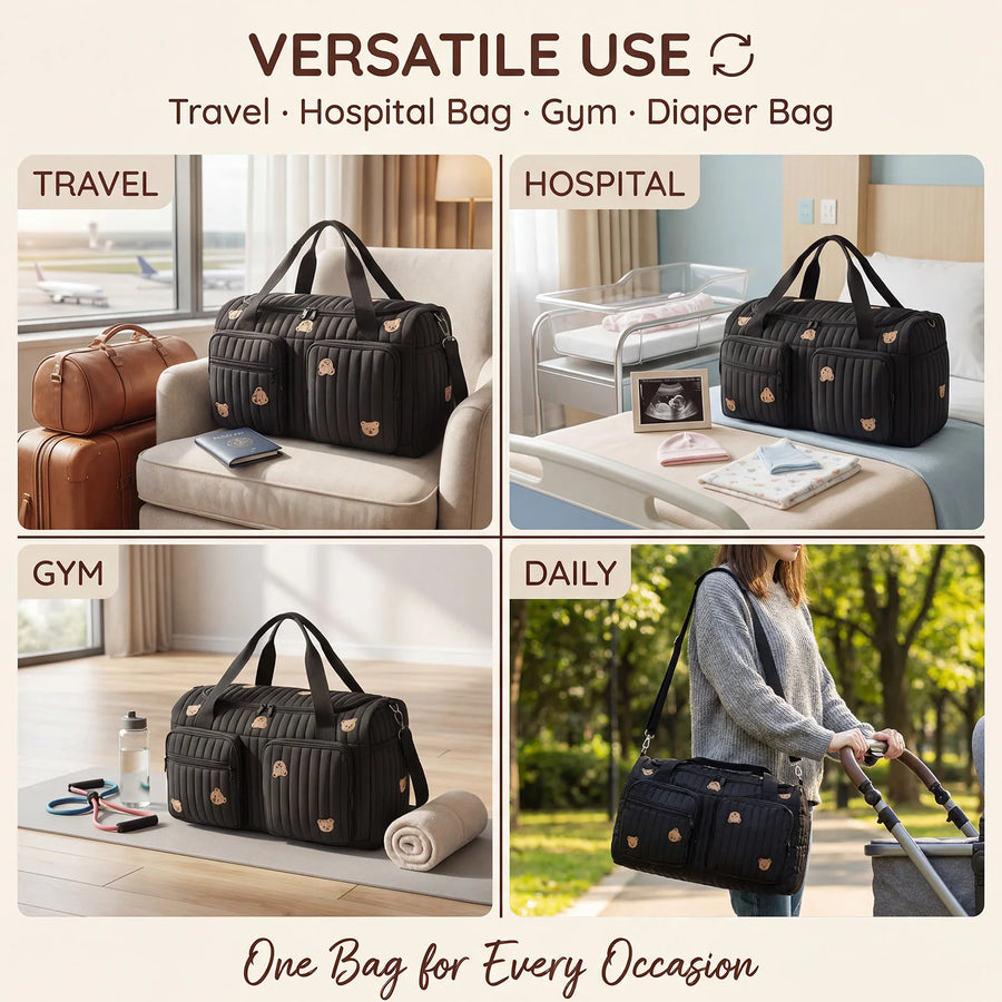 Portable Mommy Bag for Moms | Large Capacity Hospital Maternity Diaper Tote Shoulder Strap | Can Mama