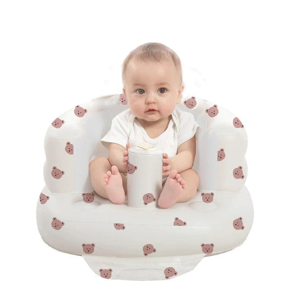 Inflatable Baby Seat | Built-in Air Pump | Bumbo Style Learning to Sit Chair | Can Mama