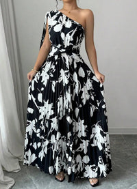 Abstract Print Maxi Dress for Moms | Spring Summer Black White Mama Long Dress | Can Mama