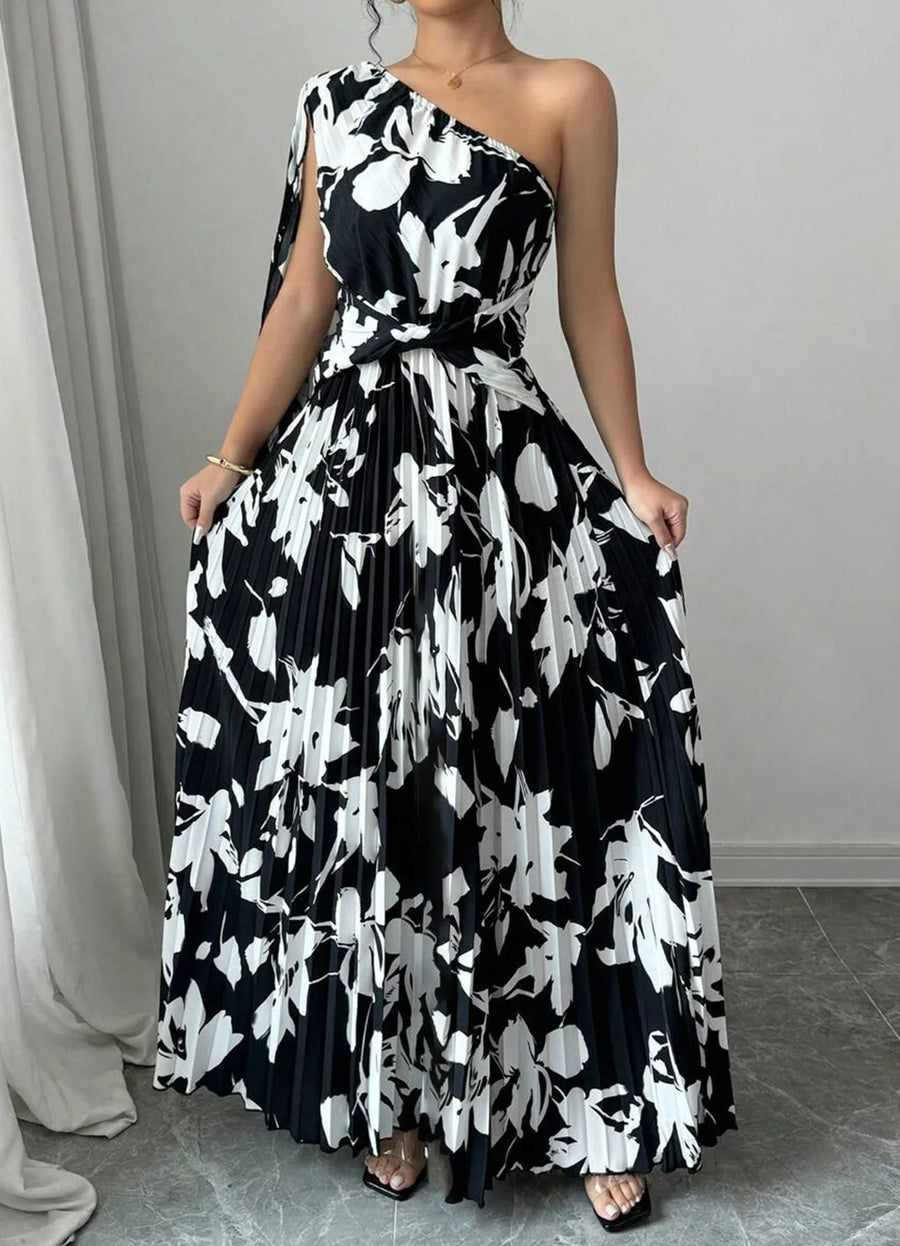 Abstract Print Maxi Dress for Moms | Spring Summer Black White Mama Long Dress | Can Mama