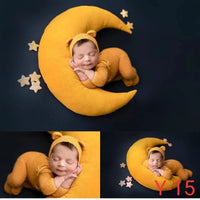 Newborn Photography Props 6-Piece Set | Crescent Posing Pillow, Stars & Hat | Studio Baby Photo Kit