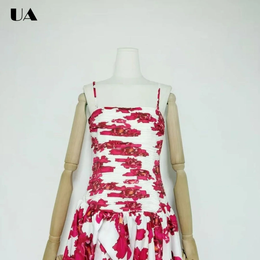 Printed Spaghetti Strap Maxi Dress for Moms | Fashionable Mama Summer Long Dress | Can Mama