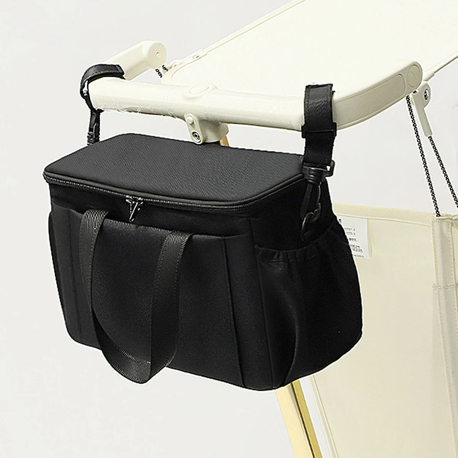Stroller Hanging Organizer Bag for Moms | Large Capacity Mama Pram Diaper Bag with Bottle Holder | Can Mama