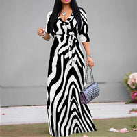 Casual V-Neck Sundress Maxi Dress for Moms | 3/4 Sleeve Mama Everyday Elegant Dress | Can Mama