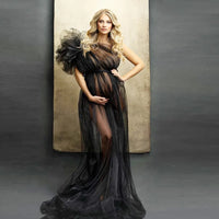 See-Through Maternity Photoshoot Dress for Moms | Sexy Mama Pregnancy Photography Gown | Can Mama