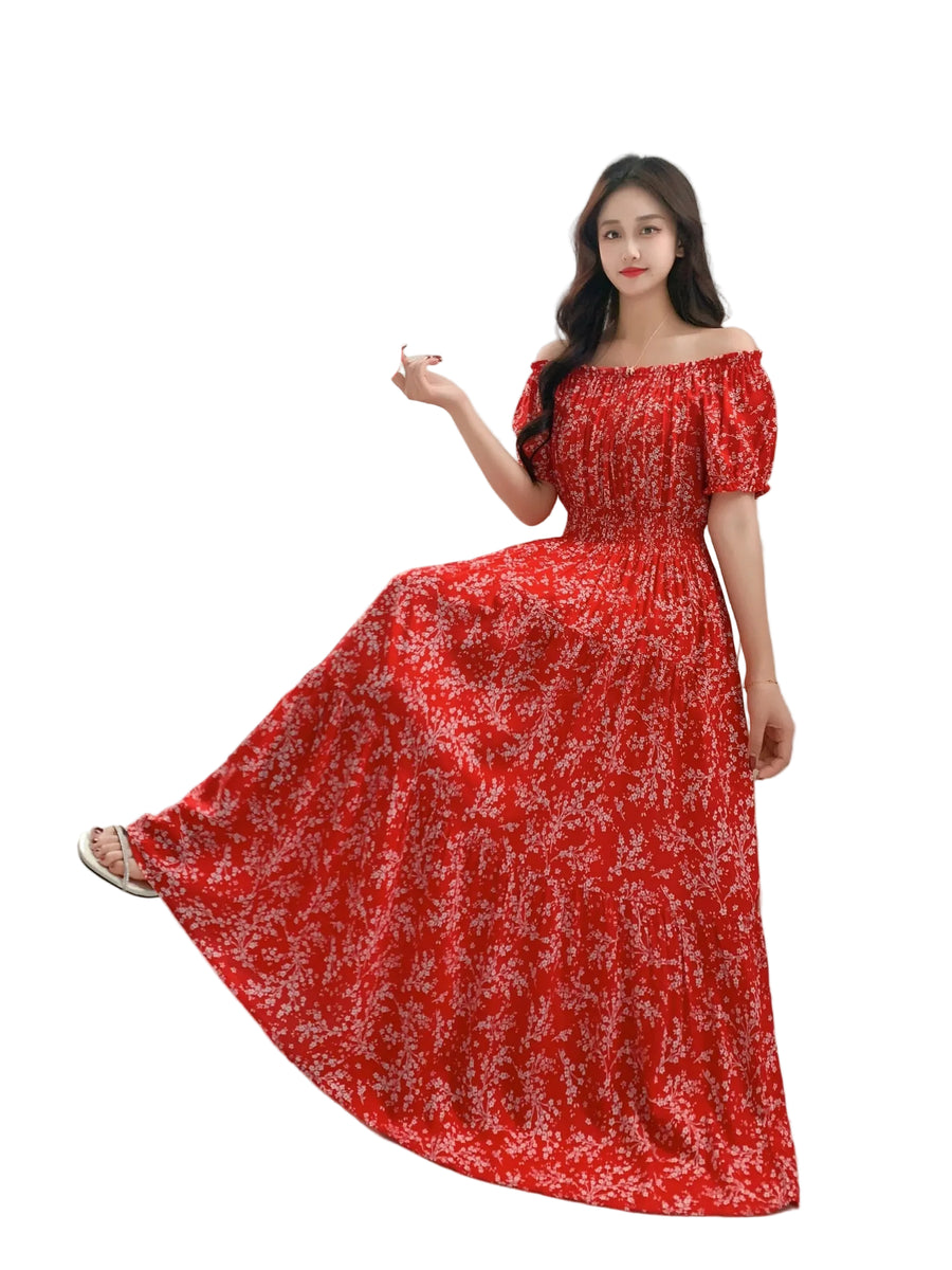 Bohemian Long Maxi Dress for Moms | Spring Summer Mama Casual Elegant Dress | Can Mama