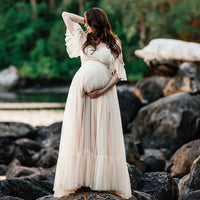 Elegant Chiffon Maternity Photoshoot Dress for Moms | Mama Pregnancy Photography Gown | Can Mama