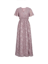 Casual V-Neck Puff Sleeve Maxi Dress for Moms | Summer Elegant Mama Flowy Thigh Slit Dress | Can Mama