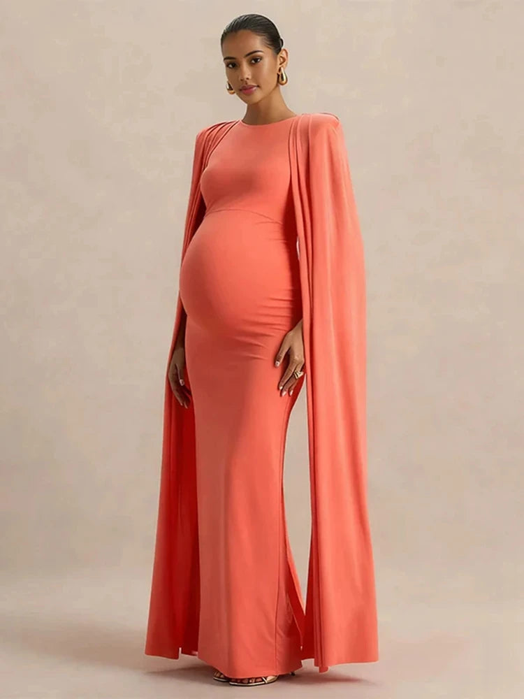 Studio Maternity Photography Cape Dress for Moms | Elegant Mama Pregnancy Photoshoot Gown | Can Mama